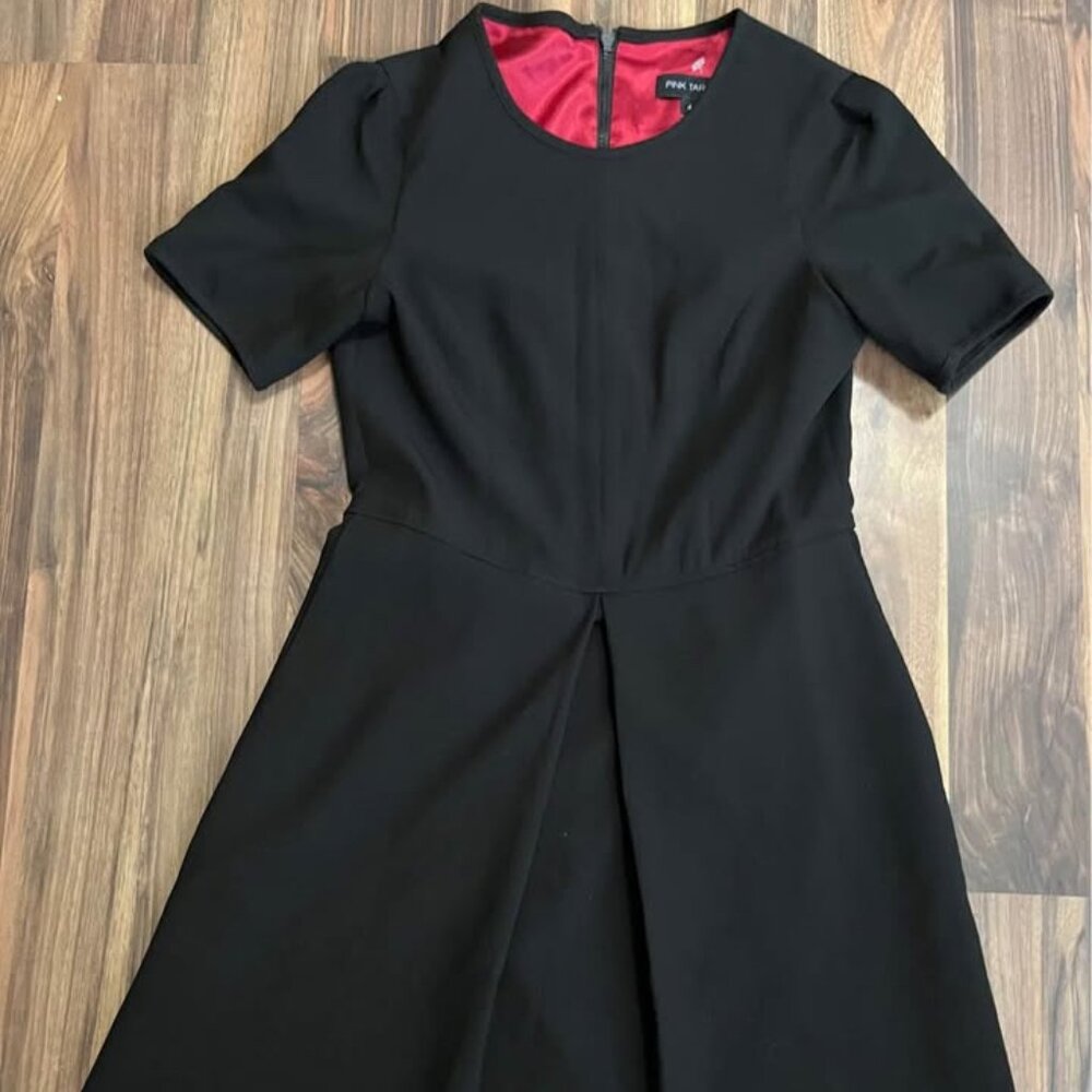 Pink Tartan Black Dress with Red Lining